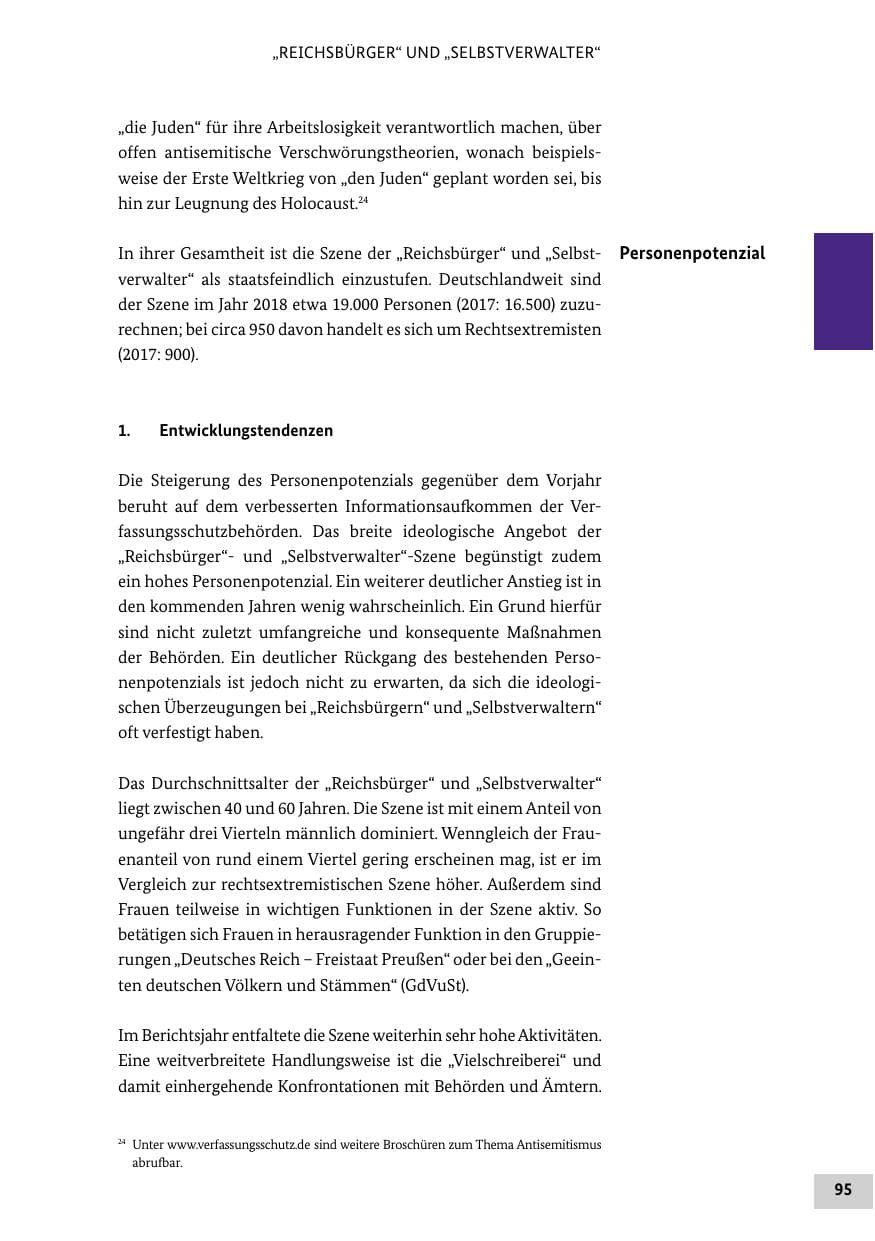 Seite 95 des Verfassungsschutzbericht 2018 Bund
