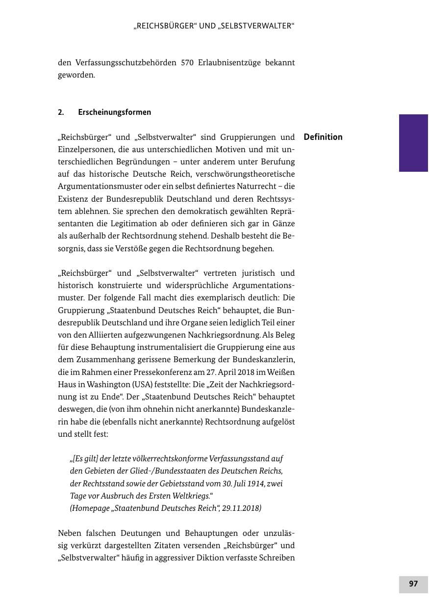 Seite 97 des Verfassungsschutzbericht 2018 Bund