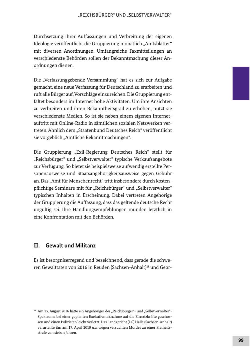 Seite 99 des Verfassungsschutzbericht 2018 Bund