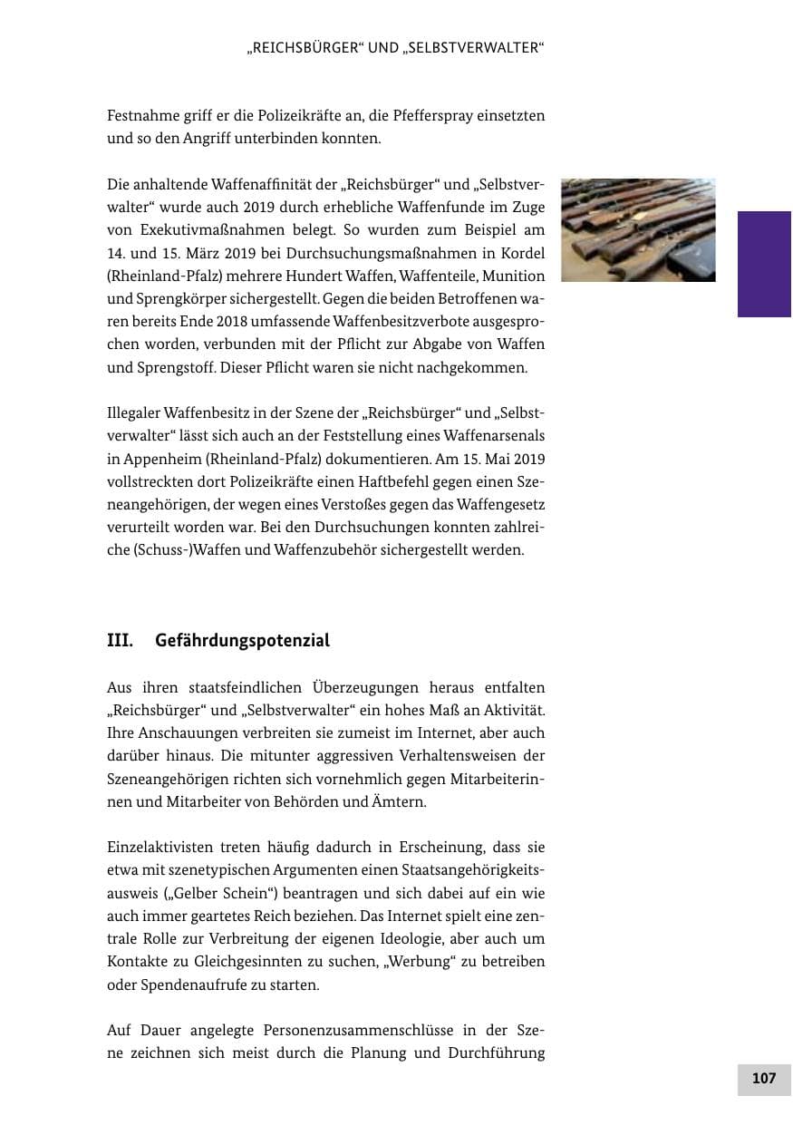 Seite 107 des Verfassungsschutzbericht 2019 Bund