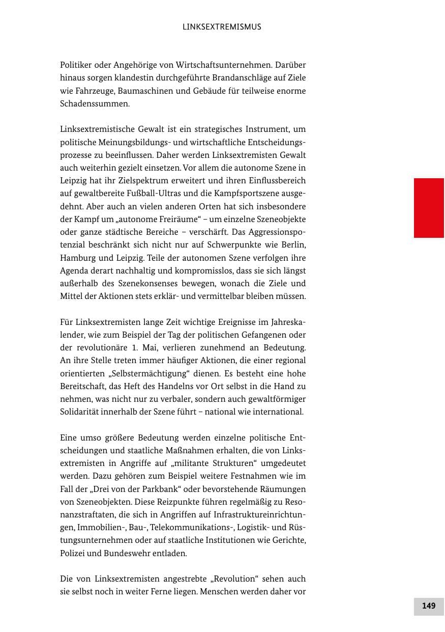 Seite 149 des Verfassungsschutzbericht 2019 Bund