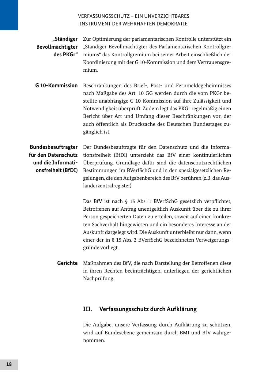 Seite 18 des Verfassungsschutzbericht 2019 Bund