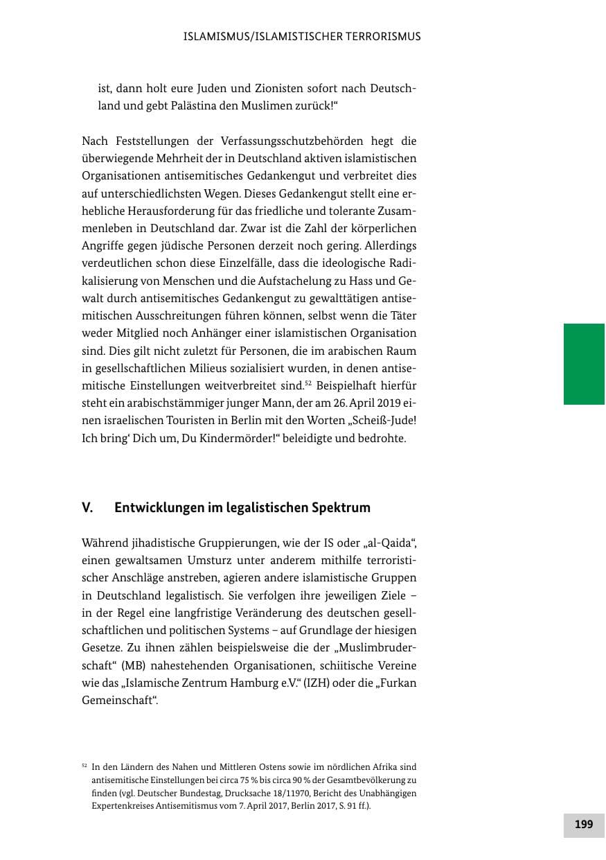 Seite 199 des Verfassungsschutzbericht 2019 Bund