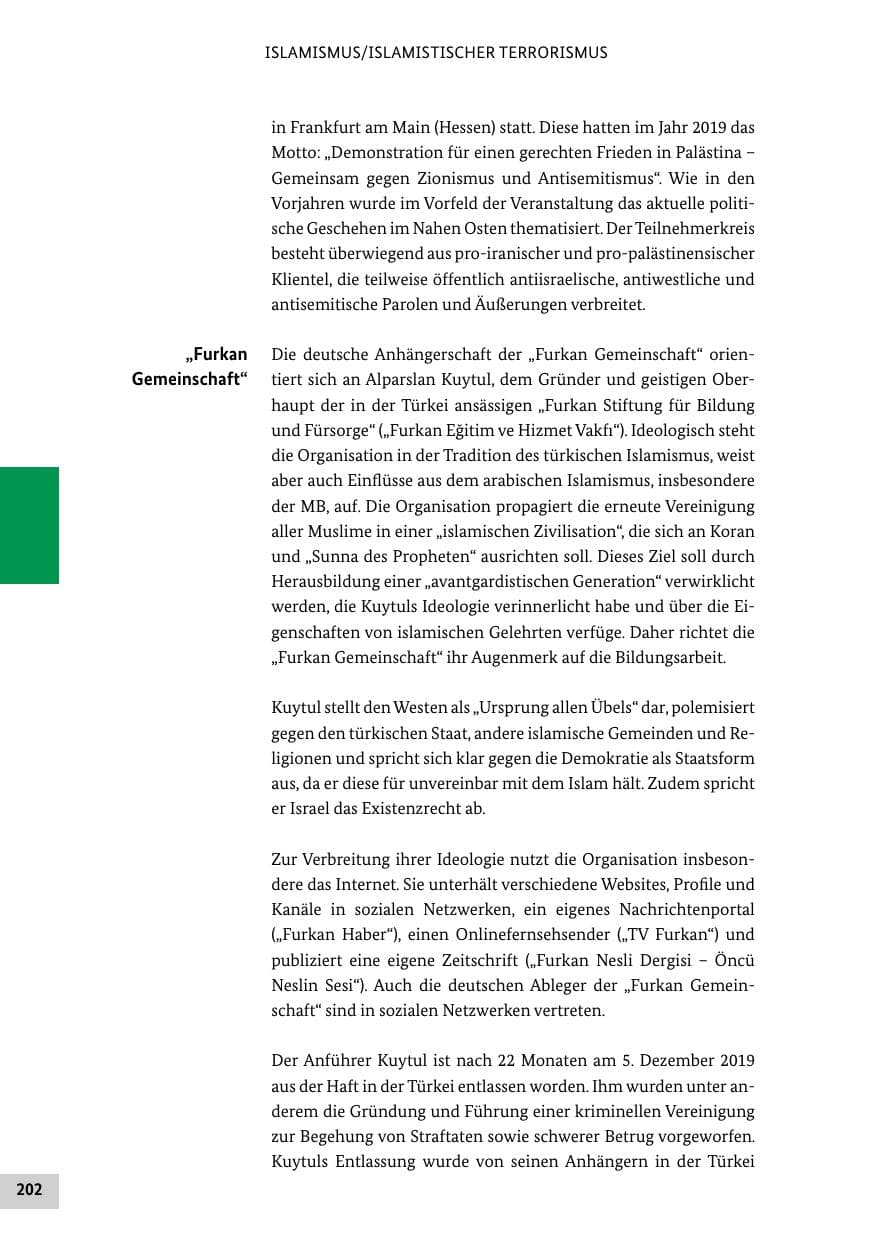 Seite 202 des Verfassungsschutzbericht 2019 Bund