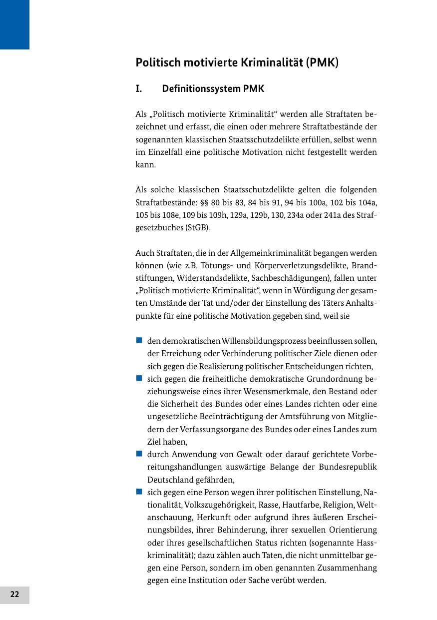 Seite 22 des Verfassungsschutzbericht 2019 Bund