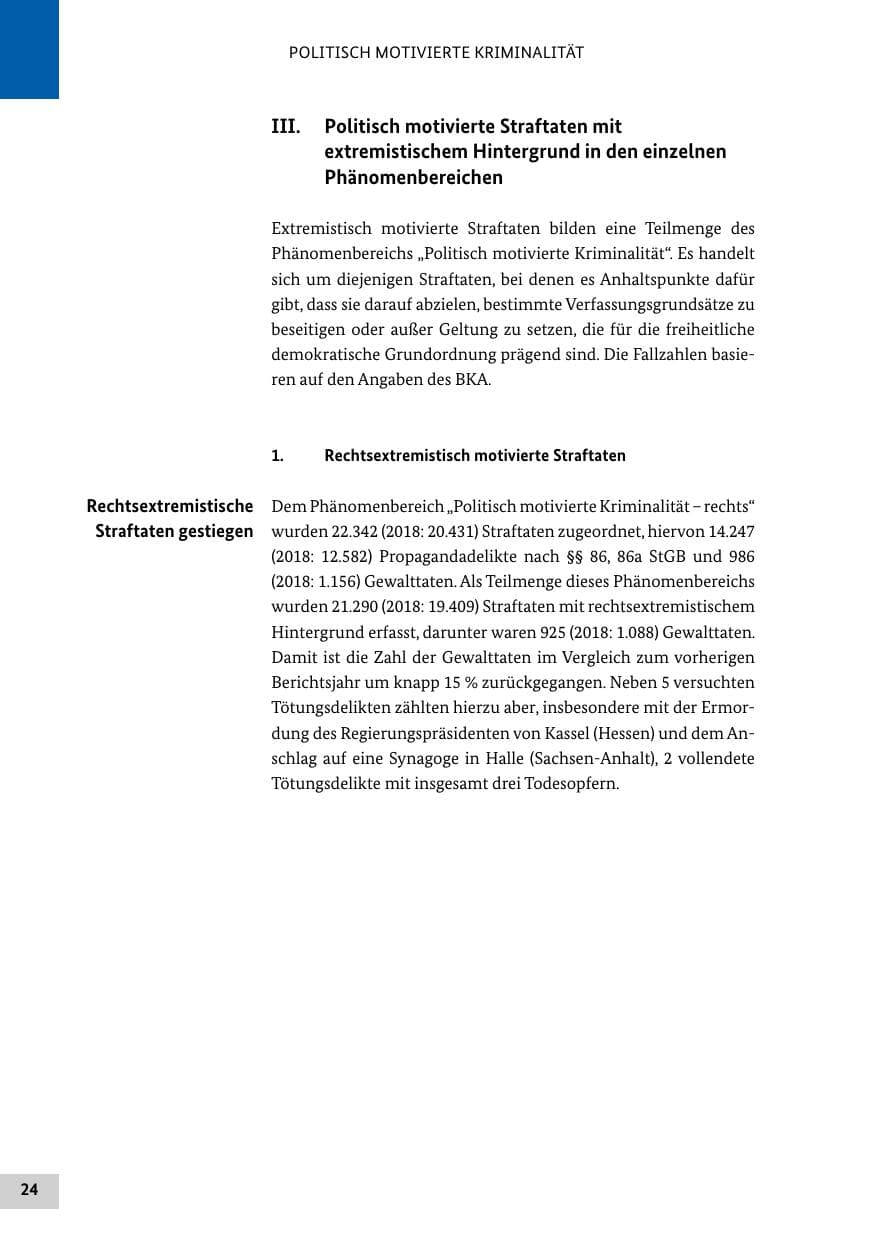 Seite 24 des Verfassungsschutzbericht 2019 Bund