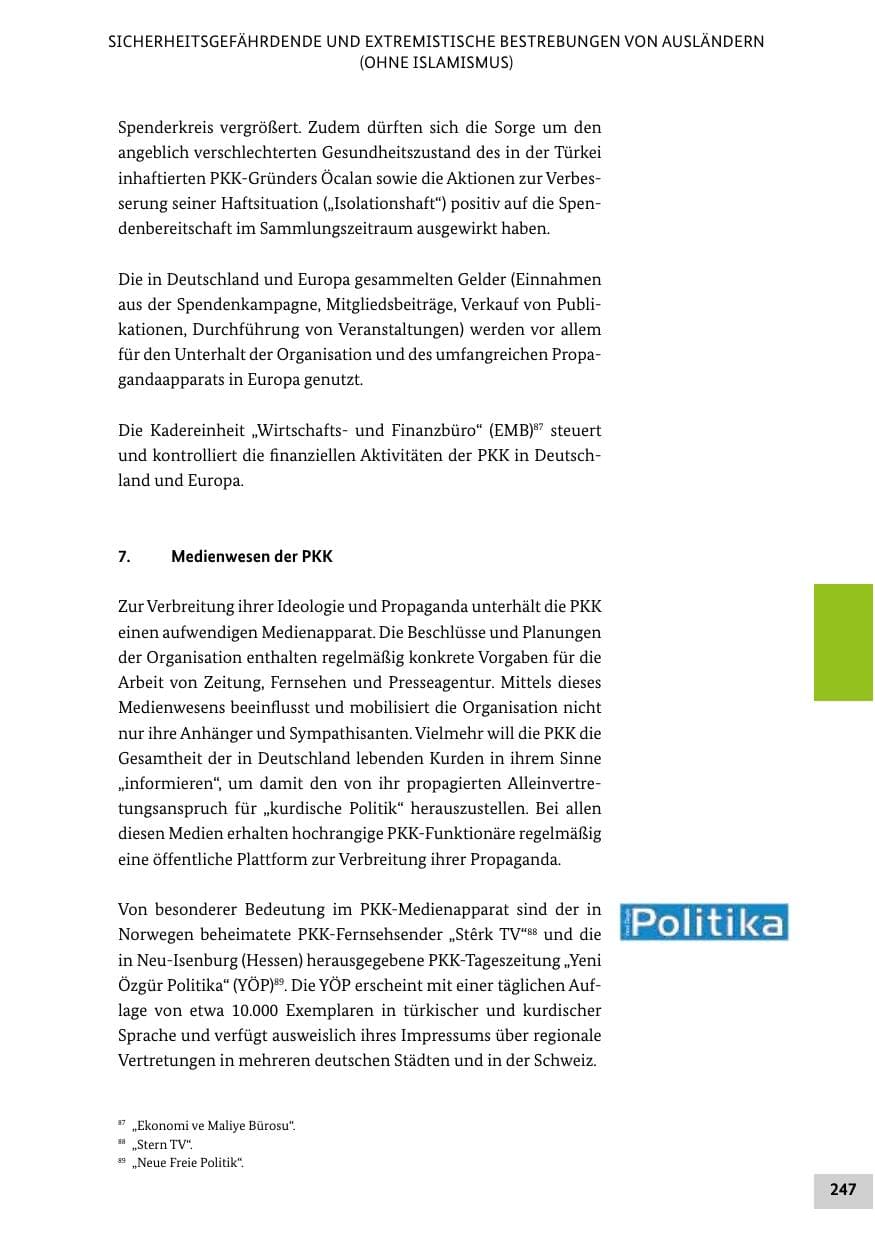 Seite 247 des Verfassungsschutzbericht 2019 Bund