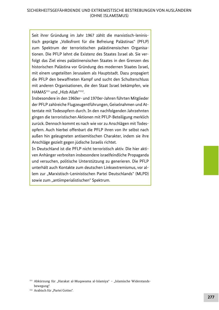Seite 277 des Verfassungsschutzbericht 2019 Bund