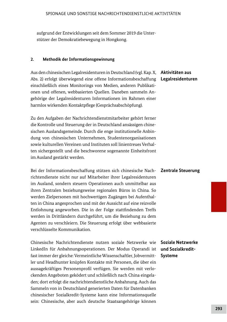 Seite 293 des Verfassungsschutzbericht 2019 Bund