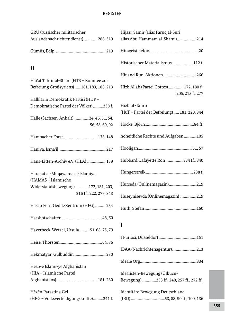 Seite 355 des Verfassungsschutzbericht 2019 Bund