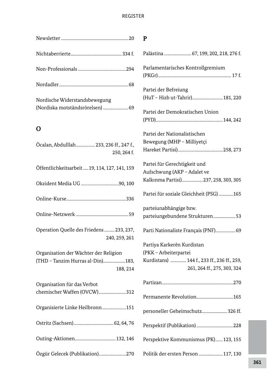 Seite 361 des Verfassungsschutzbericht 2019 Bund