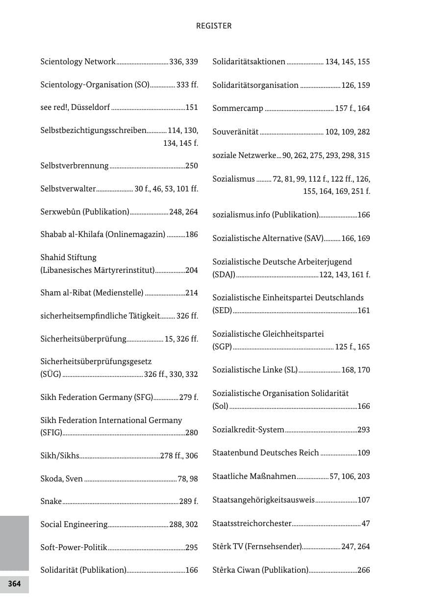 Seite 364 des Verfassungsschutzbericht 2019 Bund
