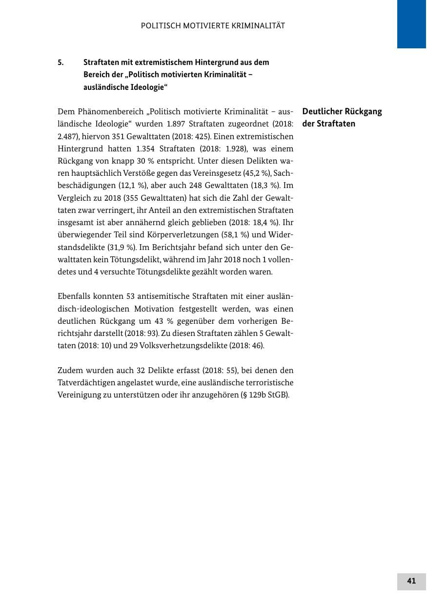 Seite 41 des Verfassungsschutzbericht 2019 Bund