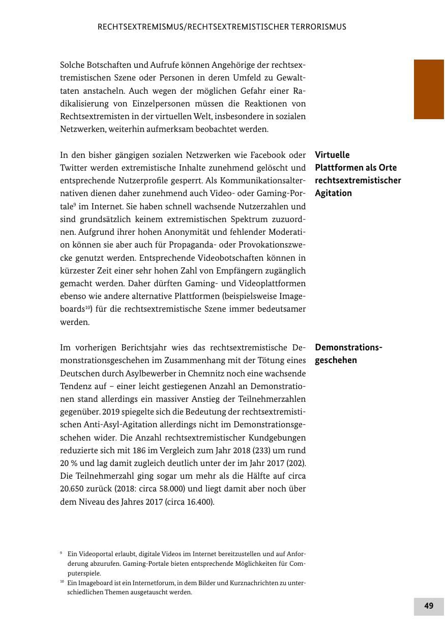 Seite 49 des Verfassungsschutzbericht 2019 Bund