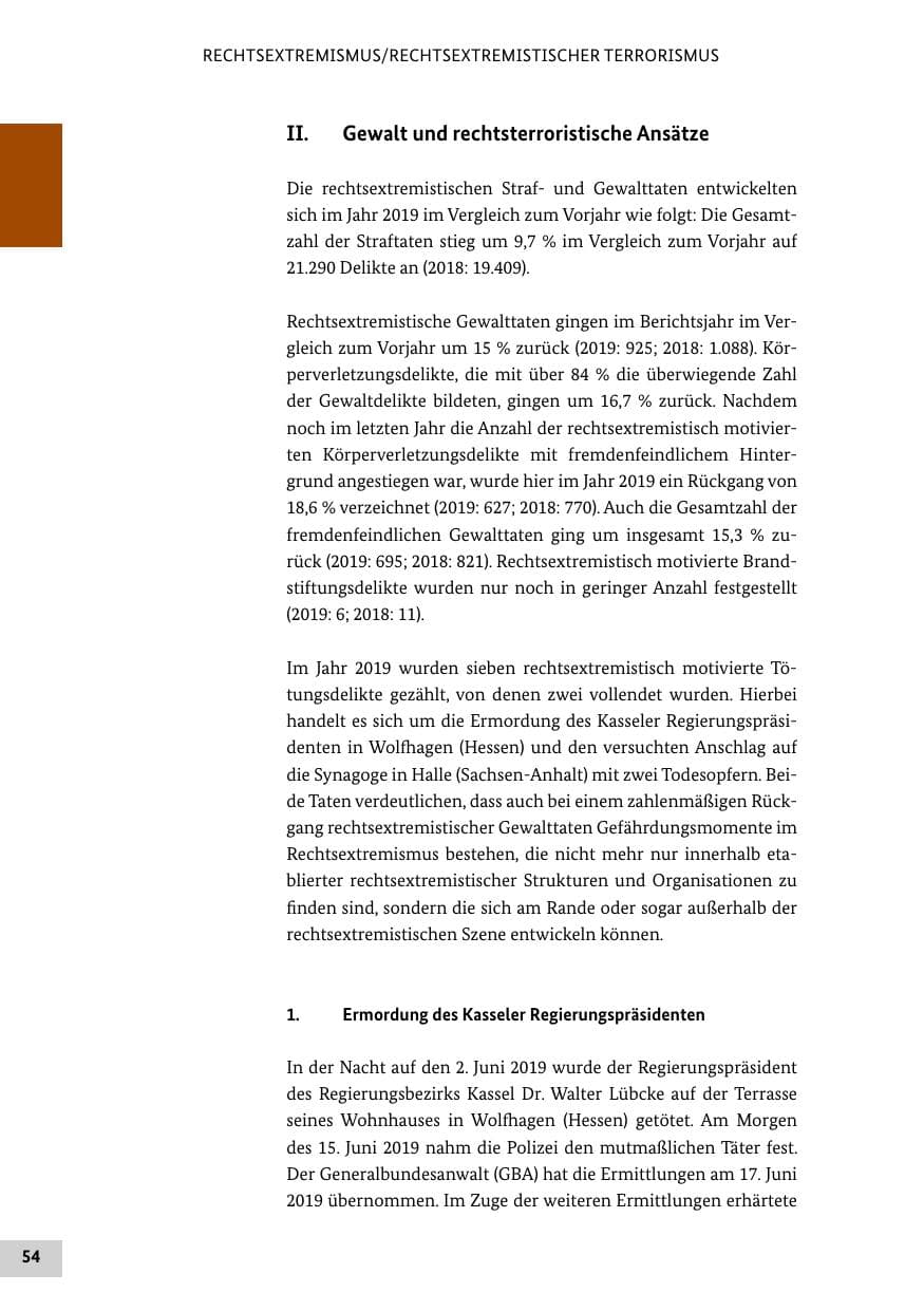 Seite 54 des Verfassungsschutzbericht 2019 Bund