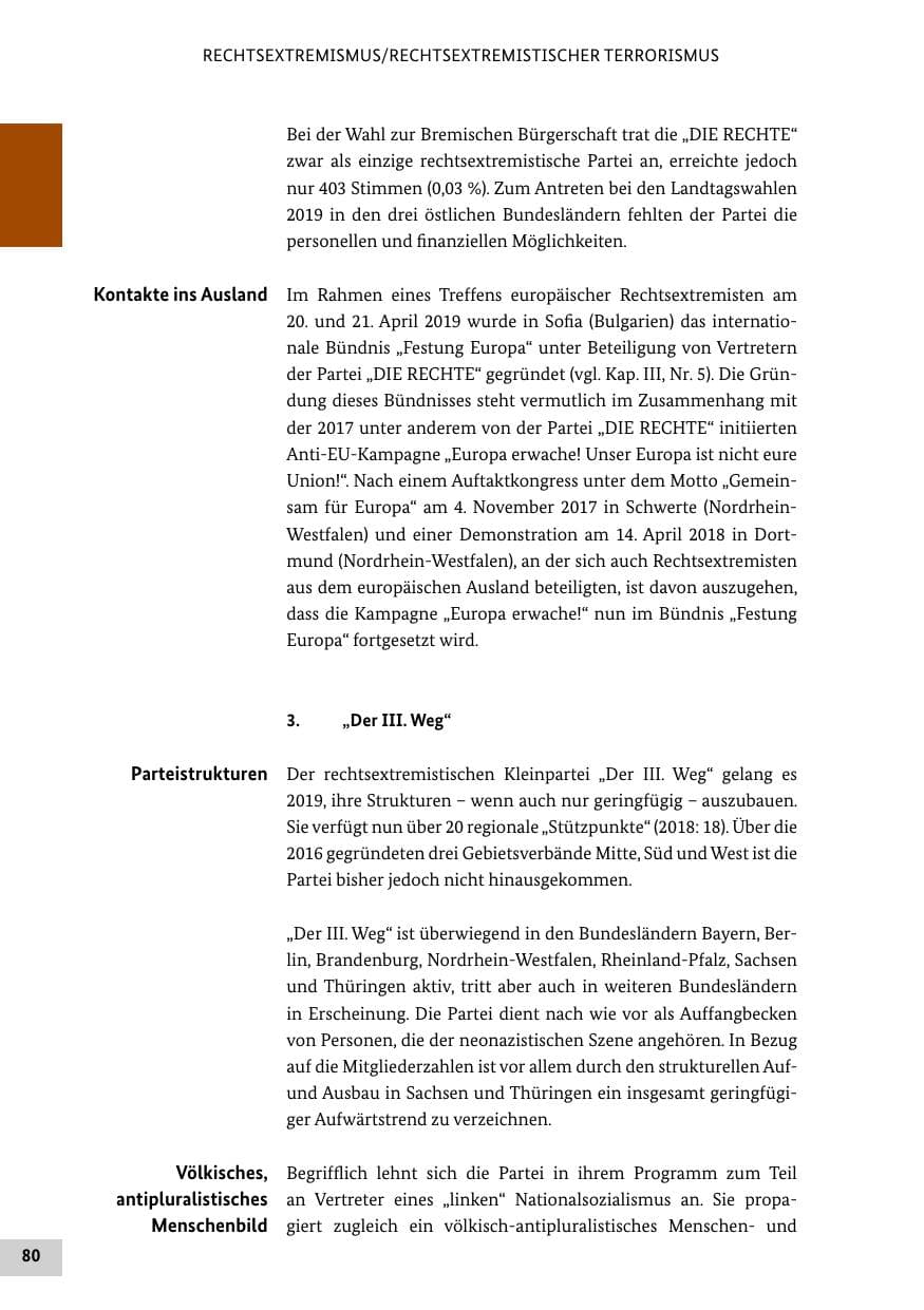Seite 80 des Verfassungsschutzbericht 2019 Bund