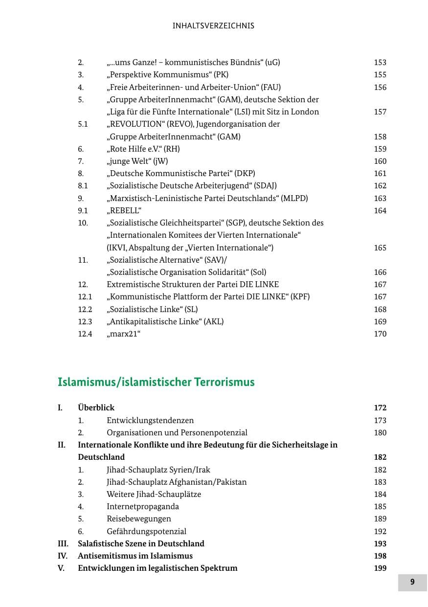 Seite 9 des Verfassungsschutzbericht 2019 Bund