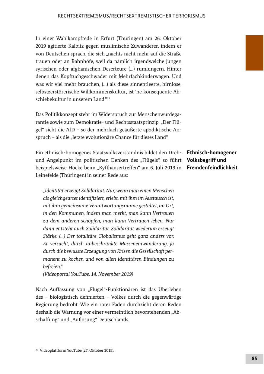 Seite 85 des Verfassungsschutzbericht 2019 Bund