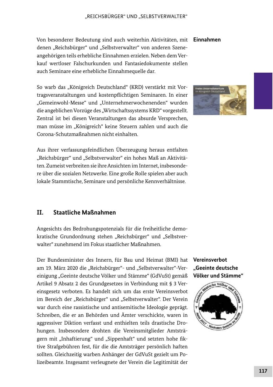 Seite 117 des Verfassungsschutzbericht 2020 Bund