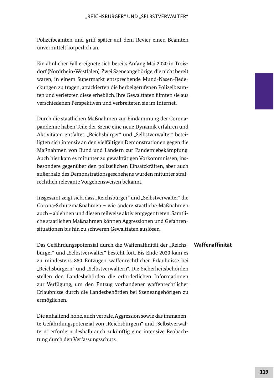 Seite 119 des Verfassungsschutzbericht 2020 Bund