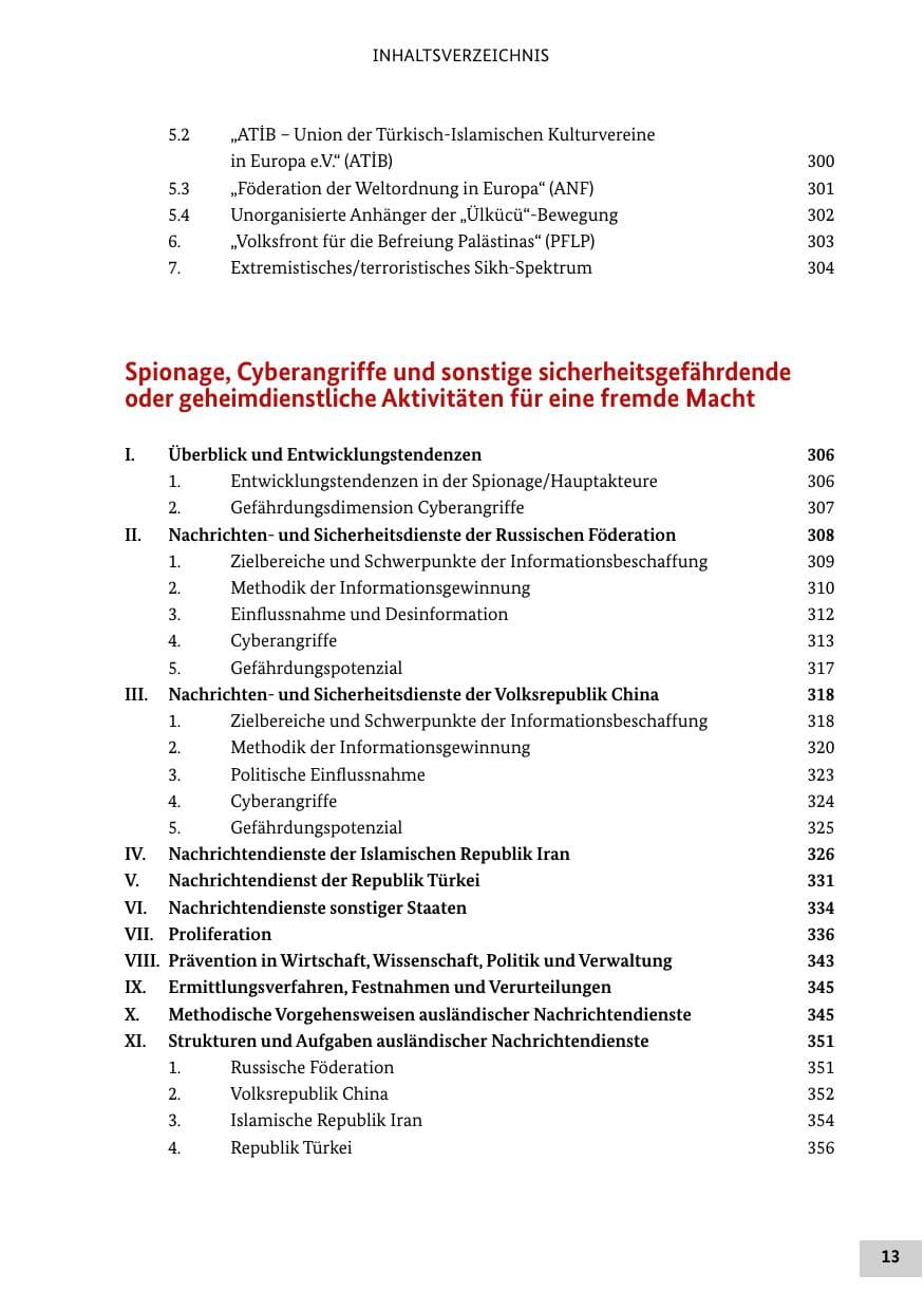 Seite 13 des Verfassungsschutzbericht 2020 Bund
