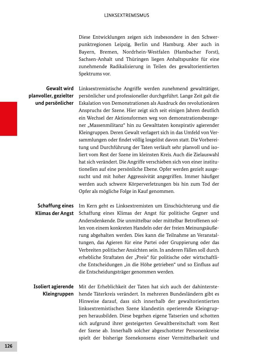 Seite 126 des Verfassungsschutzbericht 2020 Bund