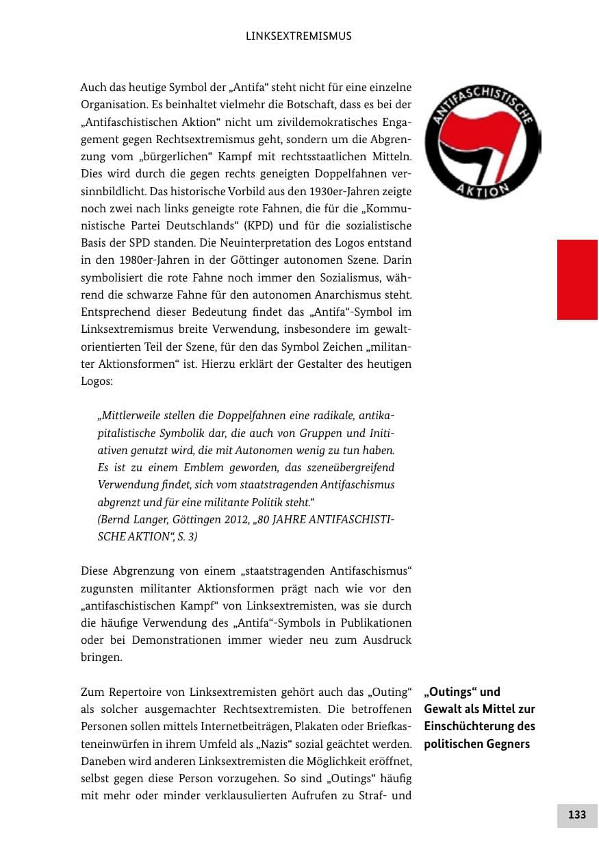 Seite 133 des Verfassungsschutzbericht 2020 Bund