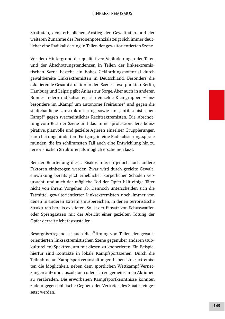 Seite 145 des Verfassungsschutzbericht 2020 Bund