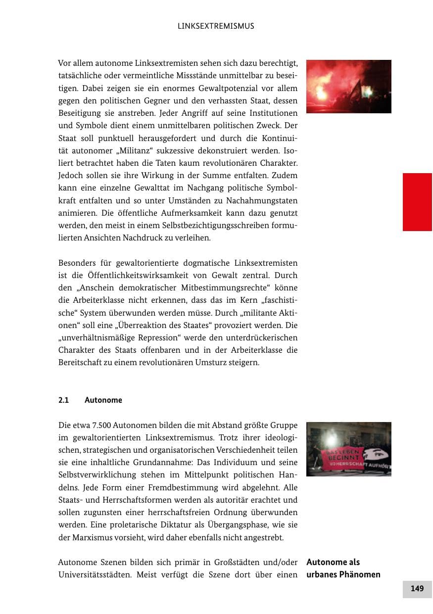 Seite 149 des Verfassungsschutzbericht 2020 Bund
