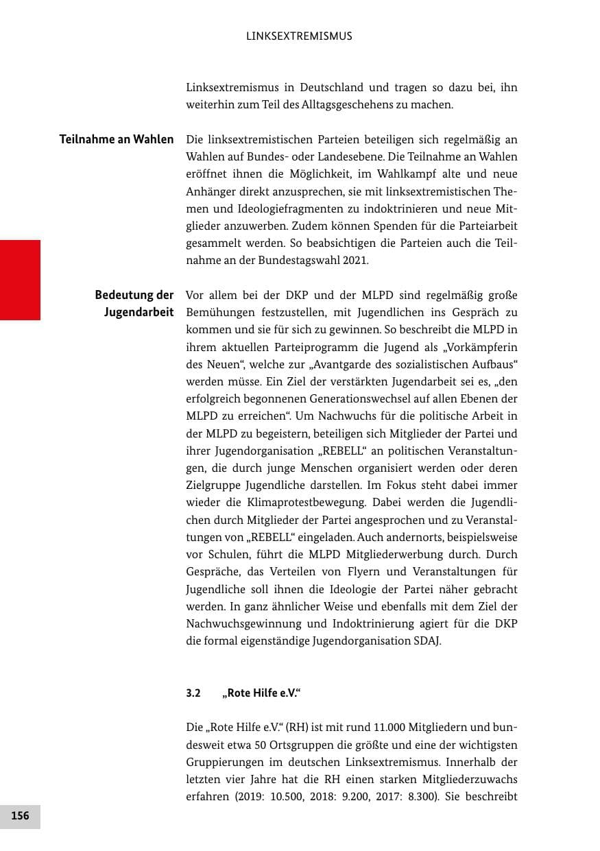 Seite 156 des Verfassungsschutzbericht 2020 Bund