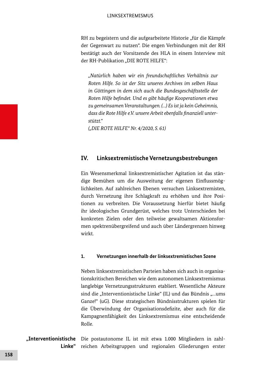 Seite 158 des Verfassungsschutzbericht 2020 Bund