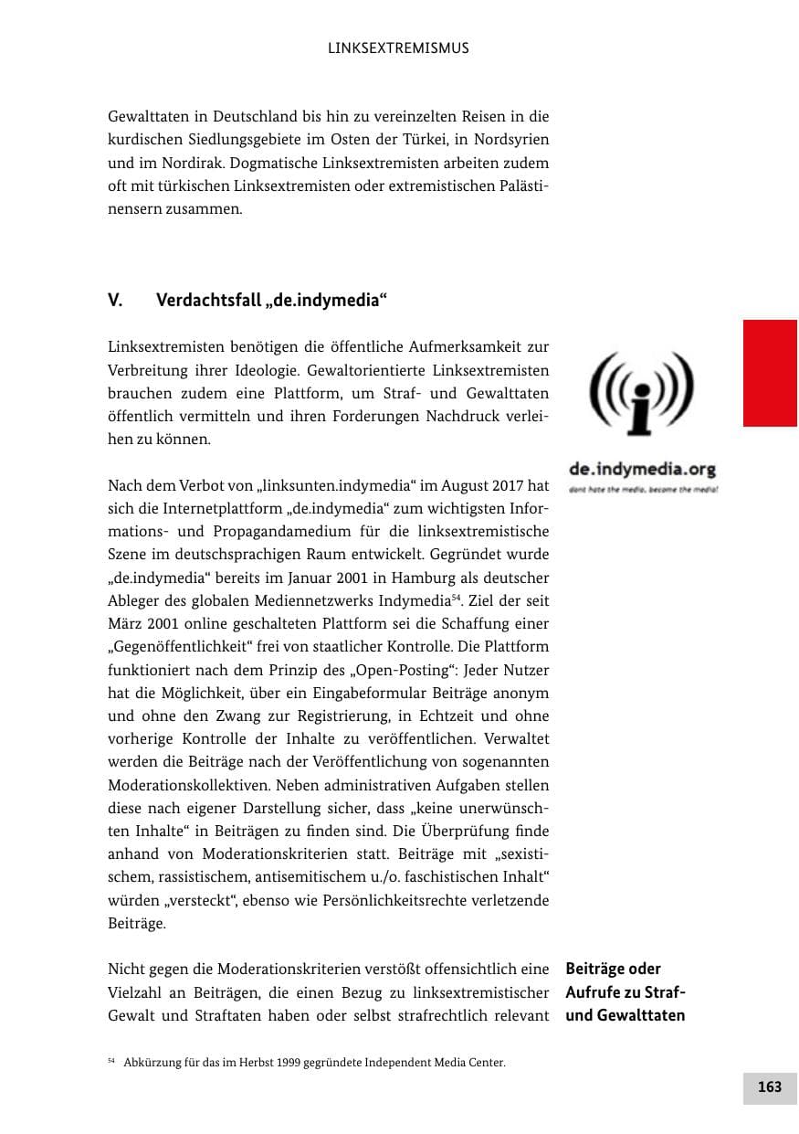 Seite 163 des Verfassungsschutzbericht 2020 Bund