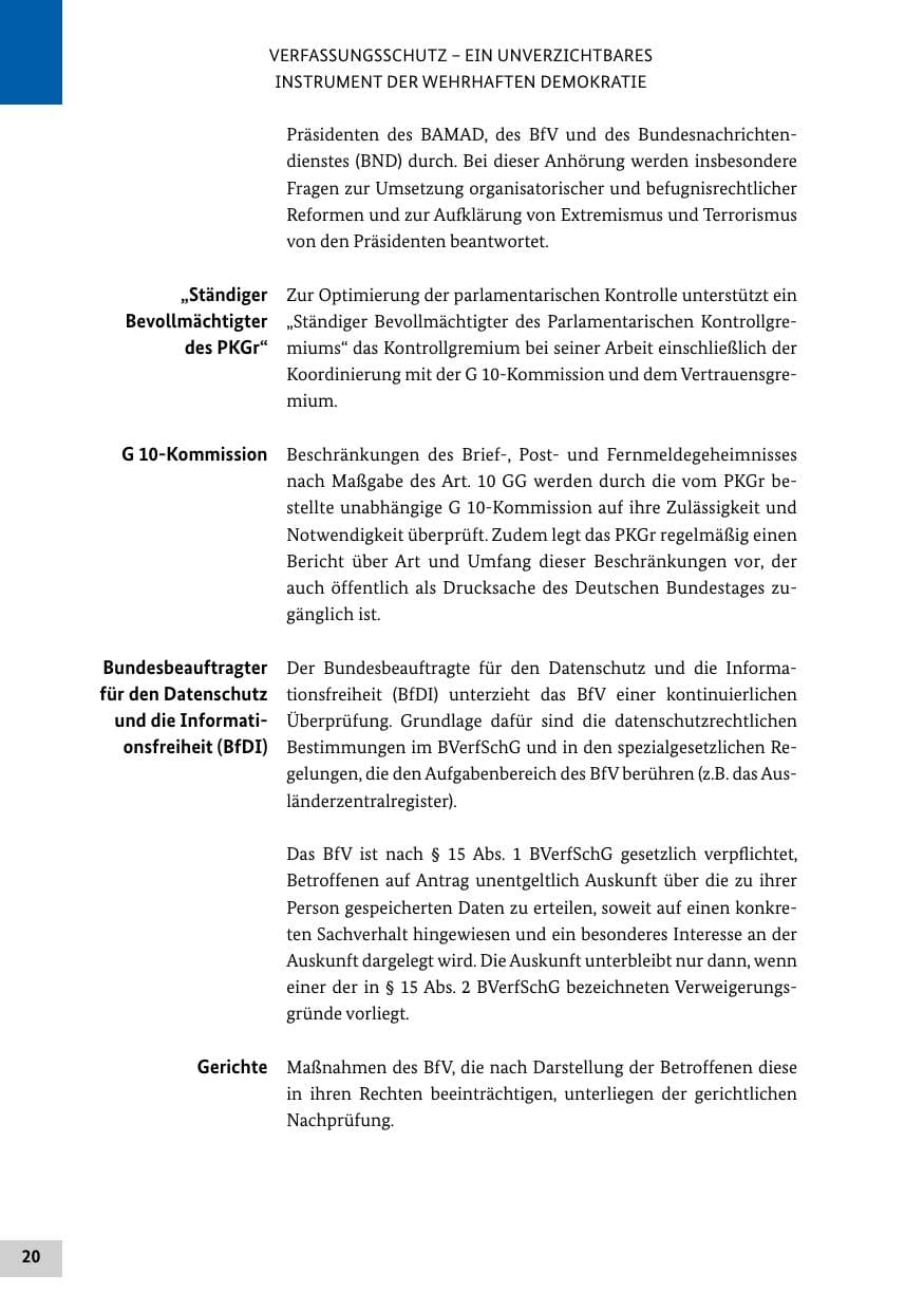Seite 20 des Verfassungsschutzbericht 2020 Bund
