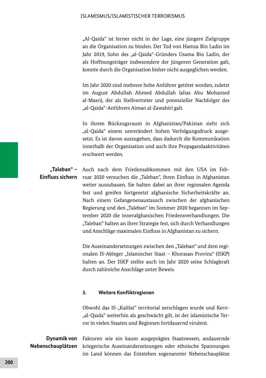 Seite 200 des Verfassungsschutzbericht 2020 Bund