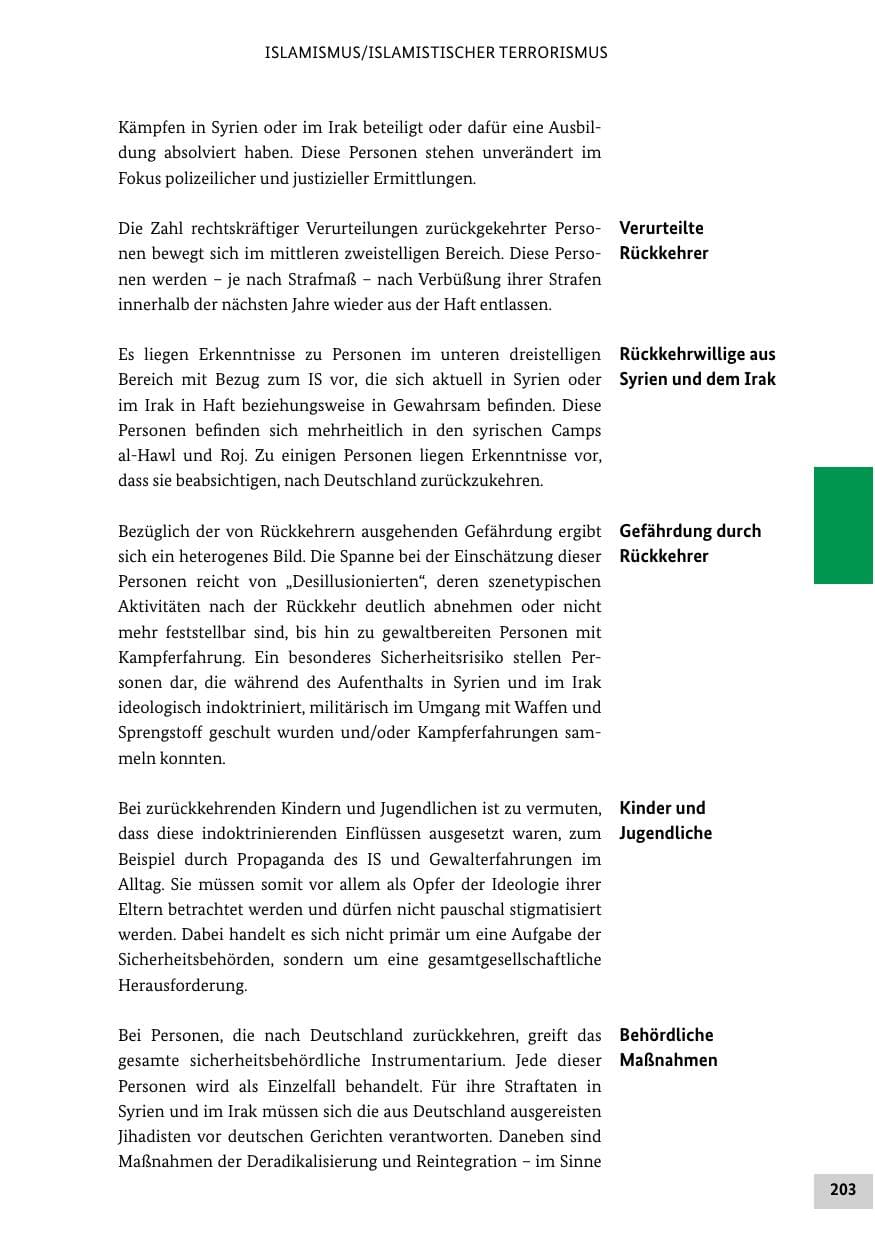Seite 203 des Verfassungsschutzbericht 2020 Bund