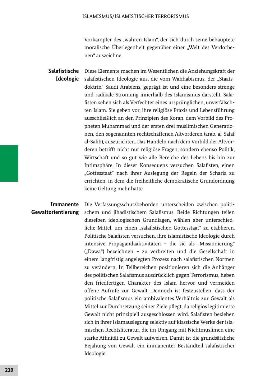 Seite 210 des Verfassungsschutzbericht 2020 Bund