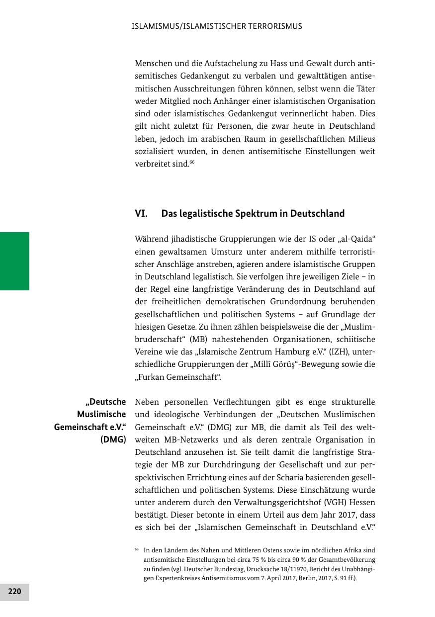 Seite 220 des Verfassungsschutzbericht 2020 Bund