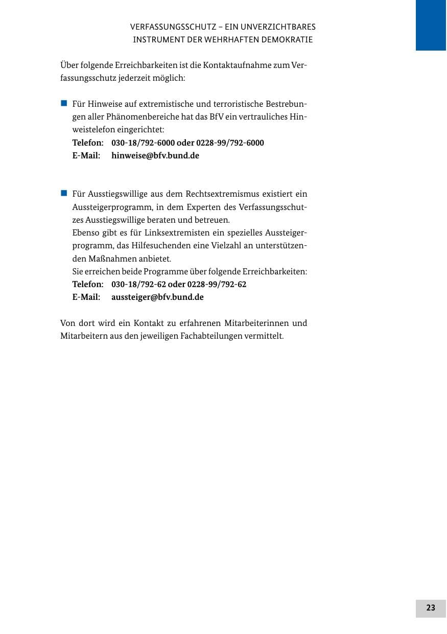 Seite 23 des Verfassungsschutzbericht 2020 Bund