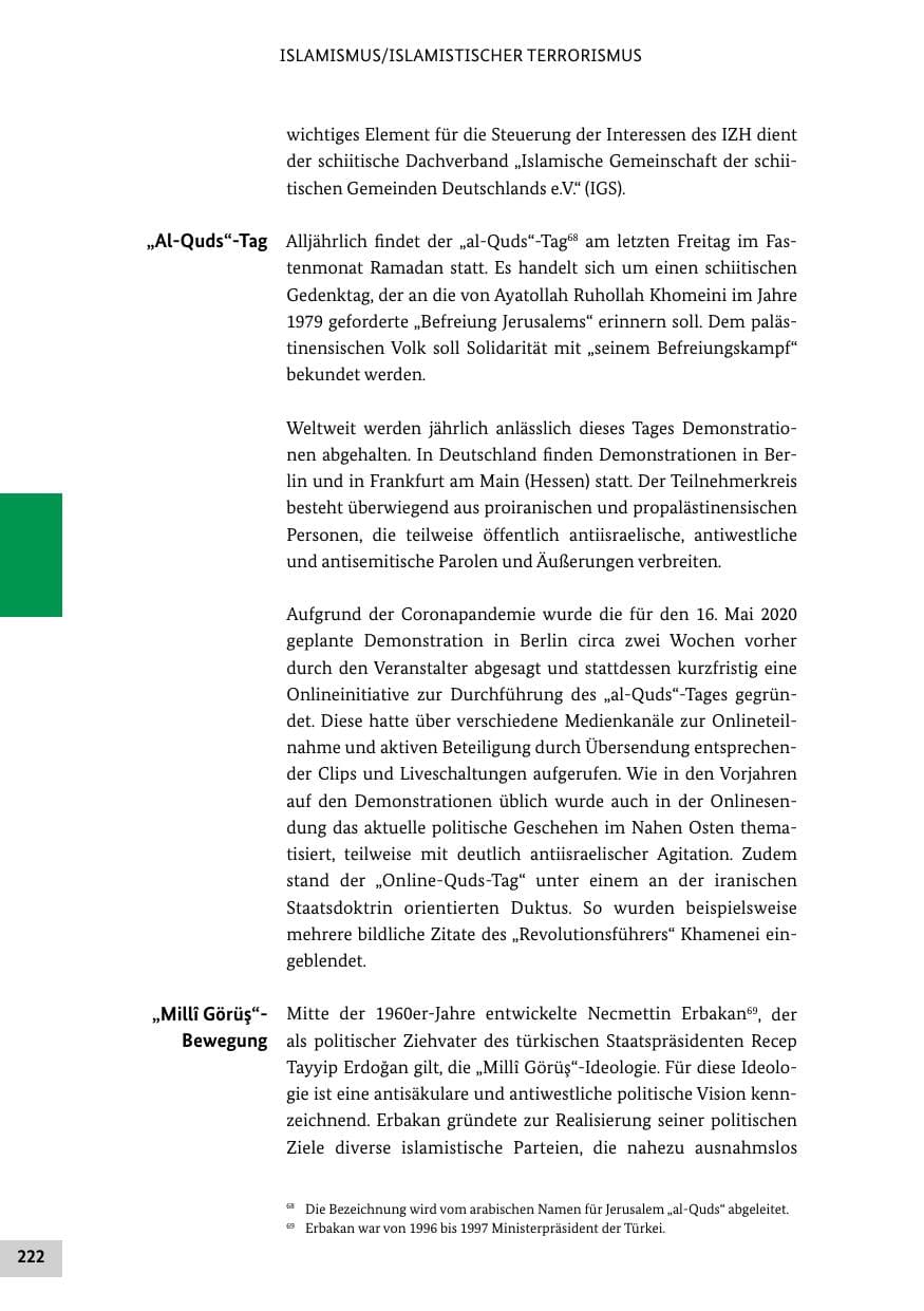 Seite 222 des Verfassungsschutzbericht 2020 Bund