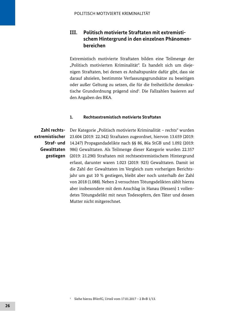 Seite 26 des Verfassungsschutzbericht 2020 Bund