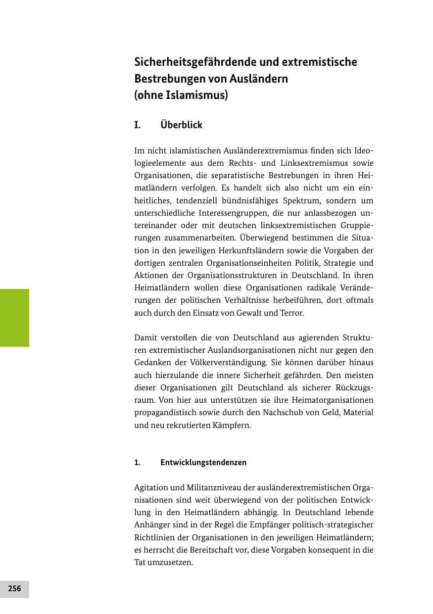 Seite 256 des Verfassungsschutzbericht 2020 Bund