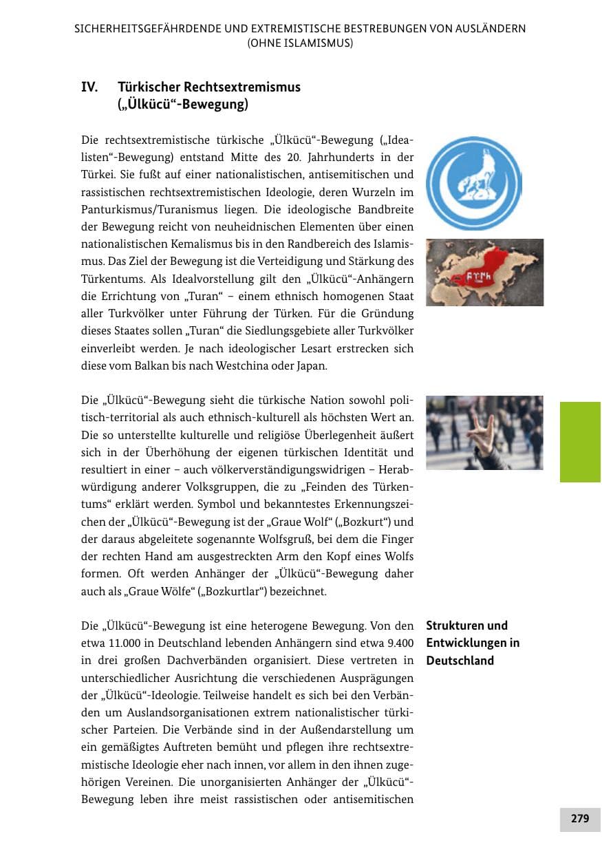 Seite 279 des Verfassungsschutzbericht 2020 Bund