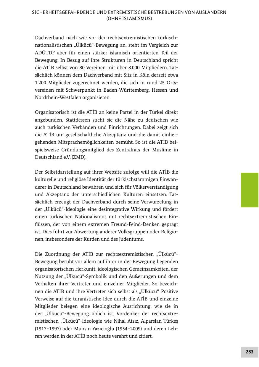 Seite 283 des Verfassungsschutzbericht 2020 Bund