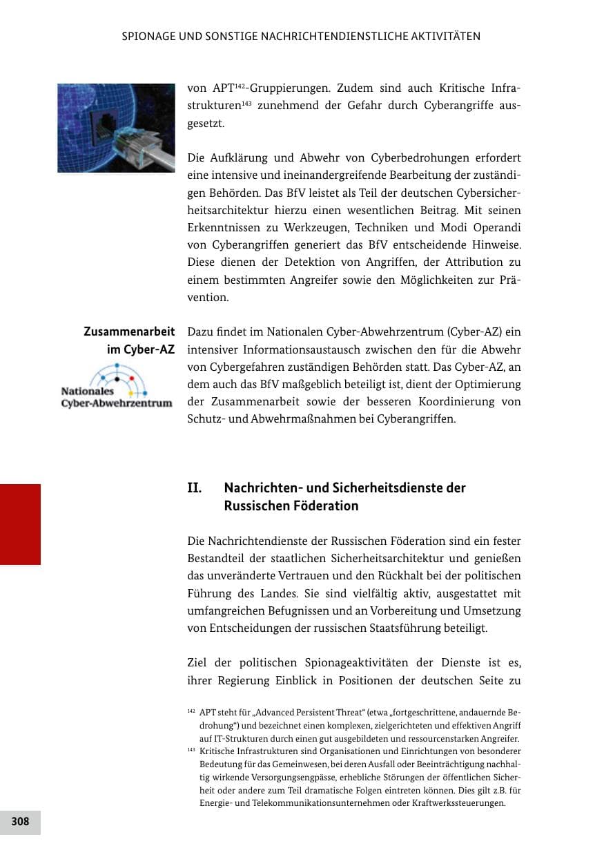 Seite 308 des Verfassungsschutzbericht 2020 Bund