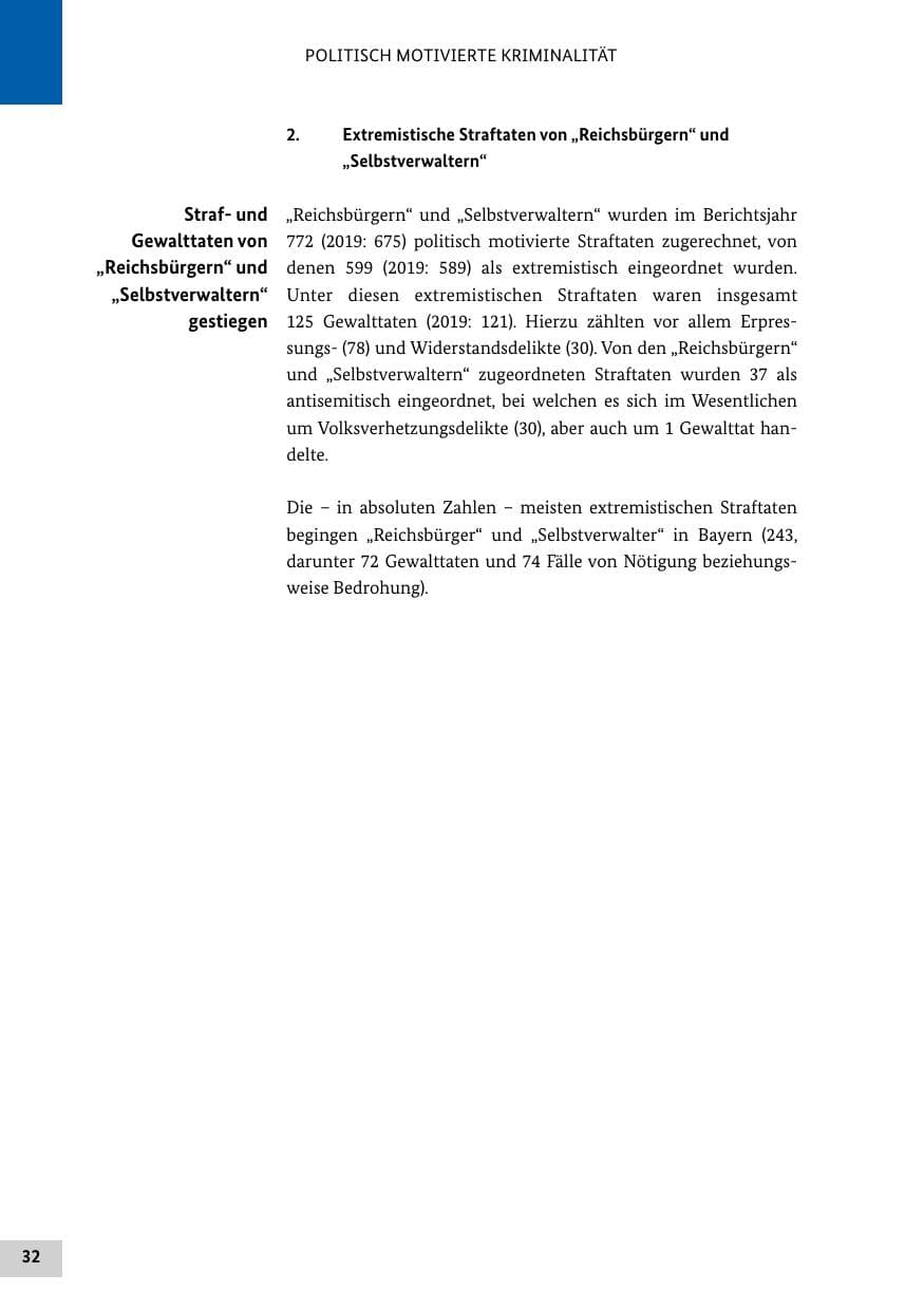 Seite 32 des Verfassungsschutzbericht 2020 Bund