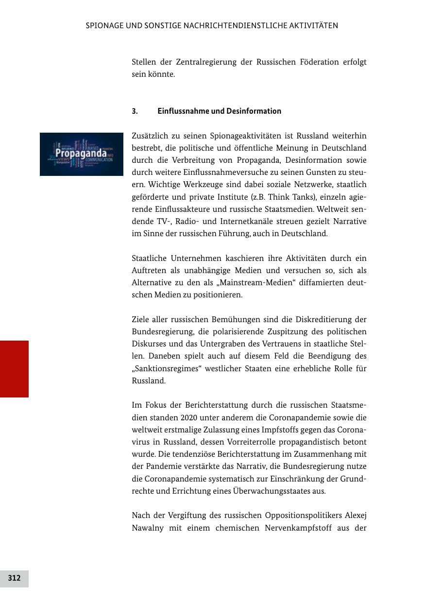 Seite 312 des Verfassungsschutzbericht 2020 Bund