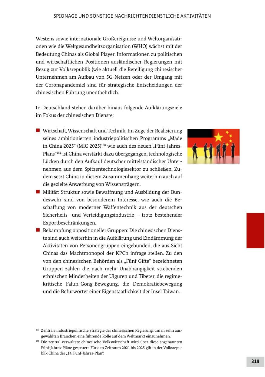 Seite 319 des Verfassungsschutzbericht 2020 Bund