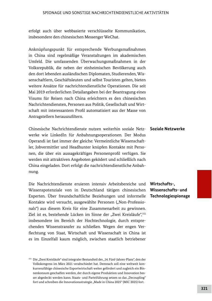 Seite 321 des Verfassungsschutzbericht 2020 Bund