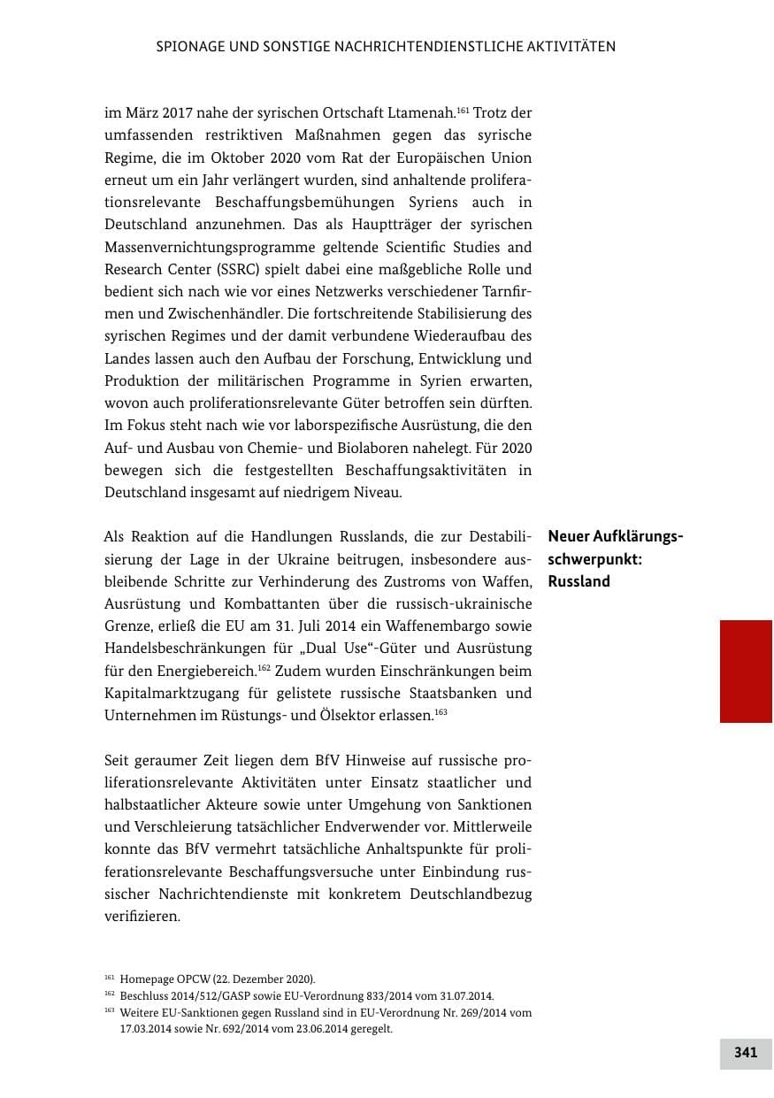 Seite 341 des Verfassungsschutzbericht 2020 Bund