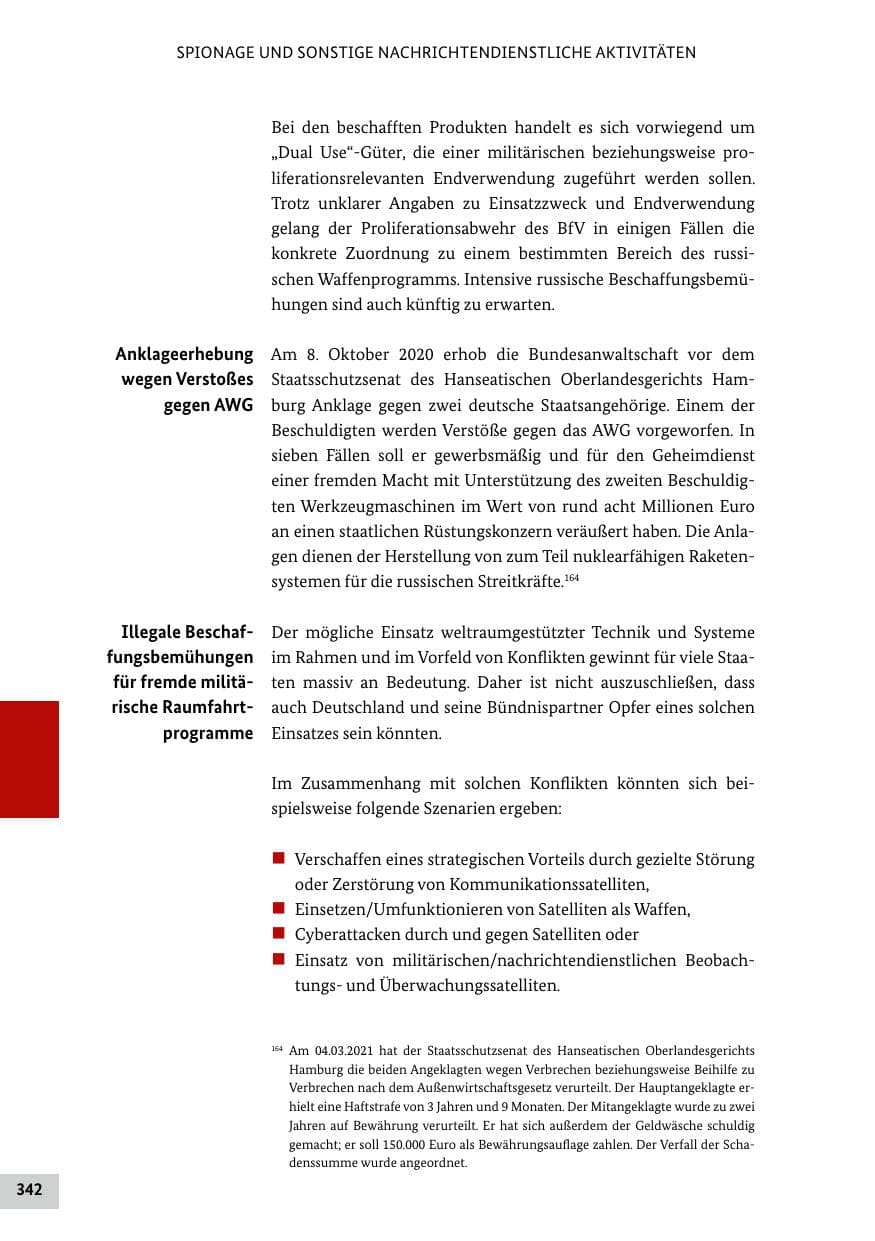 Seite 342 des Verfassungsschutzbericht 2020 Bund